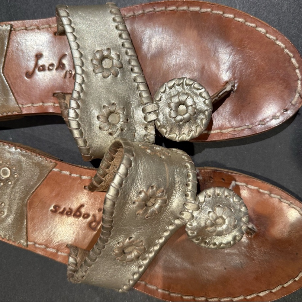 Jack Rogers Tan Leather Sandals size 8